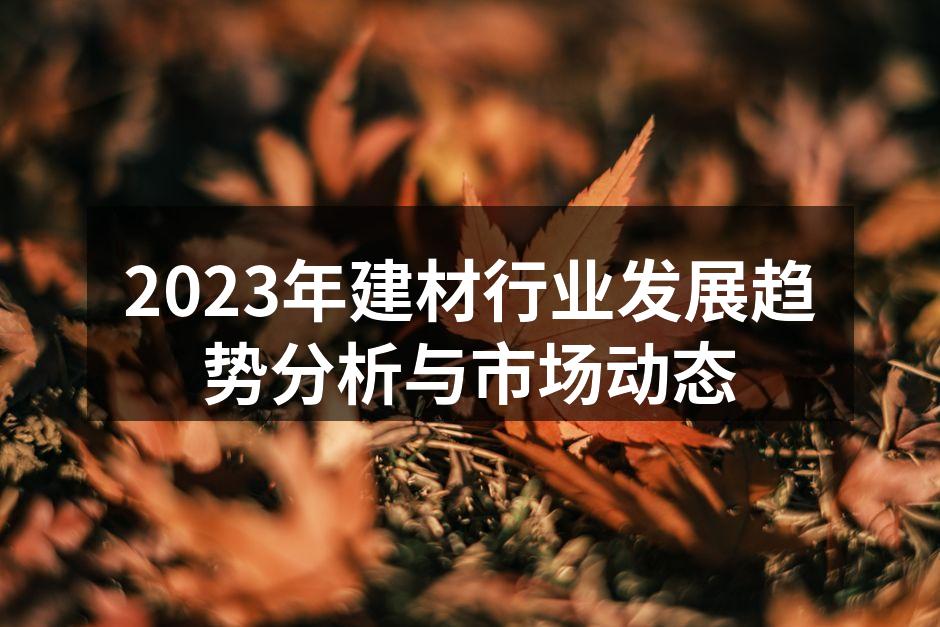 2023年建材行业发展趋势分析与市场动态